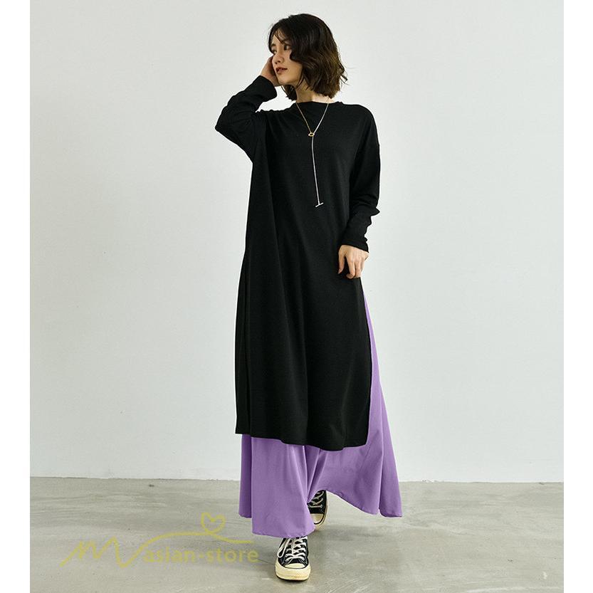 セットアップ | ワンピース 秋スカート レディース 秋物 ロングワンピース ロングスカート フリーサイズ 2点セット 着回し ウエストゴム 可愛い ゆったり 無地