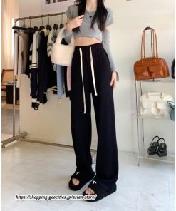 ワイドパンツ | ニットパンツ レディース 綿パンツ リブニット 秋冬 裏起毛 暖かい ロングパンツ ウエストゴム 春 パンツ シンプル 無地 ボトムス 部屋着 ズボン