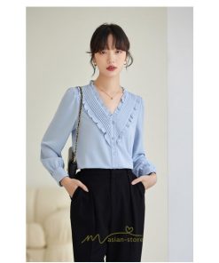 シャツ・ブラウス | ブラウス シャツ レディース 40代 上品 ブラウス きれいめ 通勤 OL ビジネス ゆったり トップス Vネック フリル 高級感 冬服 秋服 上品 春服 エレガント