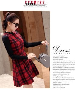 ニットワンピース | 即日秋冬 切り替え チェック柄 ドッキングワンピース ニット セーター 長袖 Aライン 20代30代 クルーネック 大人 可愛い 膝上丈