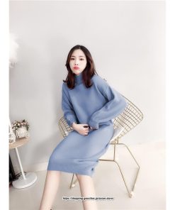 マキシ | ニットワンピース レディース 40代 秋冬 長袖ワンピース無地 ハイネック ニットワンピース ロング丈 スカート オシャレゆったりセーター ニットインナー