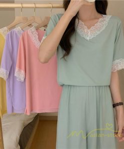 パジャマ ルームウェア | パジャマ レディース 夏 半袖 ルームウェア 涼しい 部屋着 ナイトウェア 寝間着 柔らかく軽い薄手の快適Tシャツパジャマ 部屋着 薄手パジャマ 上下セット