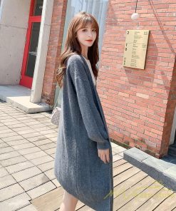 カーディガン | ニットレディース 羽織り ロング丈 パフスリーブ 秋冬 ゆったり ロングニット アウター 20代30代 膝丈 大人 ニットアウター