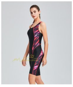 水着 | フィットネス プリント レディース フィットネスオールインワン 体系カバー スリムデザイン 競泳用 体型カバー 練習用 ワンピーストレーニング