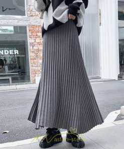 スカート | レディース プリーツ秋 冬 ロング マキシ 落ち感 ウエストゴム ハイウエスト ニット 秋冬コーデ あったか きれいめ おしゃれ カジュアル