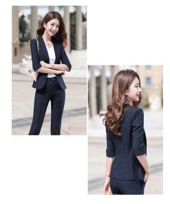 パンツスーツ | レディース 五分袖 七分袖 セレモニースーツ 夏ビジネススーツ 夏オフィススーツ ジャケット スーツセット パンツセット パンツ 制服 2点セット