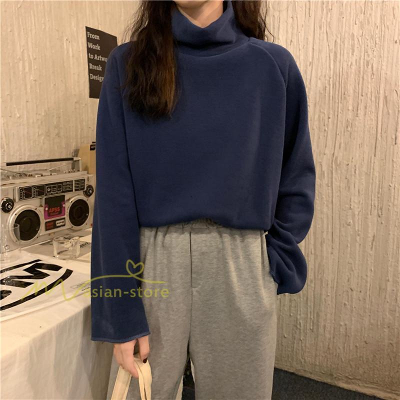 パーカー | トレーナー レディース 厚手 秋冬 コーデ 無地 ハイネック トルネック 長袖 着回し 裏起毛 暖かい 可愛い フリーサイズ ゆったり 7色 プルオーバー カジュアル