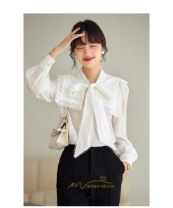 シャツ・ブラウス | ブラウス レディース 長袖 50代 白 シャツ ゆったり トップス きれいめ フォーマル 上品 フェミニン 高品質 20代 40代 OL 蝶結び お出かけ 30代 通勤