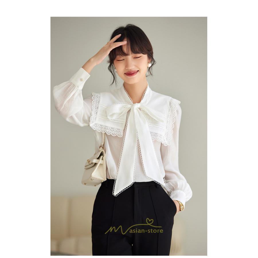 シャツ・ブラウス | ブラウス レディース 長袖 50代 白 シャツ ゆったり トップス きれいめ フォーマル 上品 フェミニン 高品質 20代 40代 OL 蝶結び お出かけ 30代 通勤