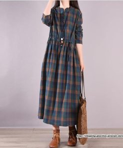 マキシ | チェックワンピース 秋ワンピース ロングワンピース 長袖ワンピース レディース ワンピース 秋物 ロング丈 ゆったり チェック柄 長袖 リボン付き 大人 30代