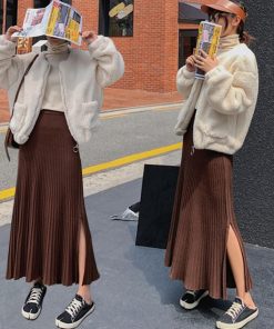 フレアスカート | ニットスカート レディース ハイウエスト フレアスカート