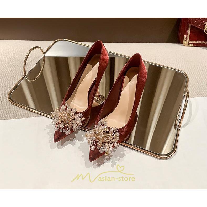 パンプス | 結婚式 ブライダルシューズ パーティーシューズ ハイヒール 赤 痛くない 大きいサイズ 小さいサイズ おしゃれ 疲れない レッド 美脚 ポインテッドトゥ