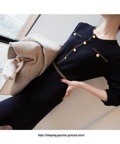 ミディアム | ニットワンピース レディース 40代 ワンピース 秋冬 長袖ワンピース 膝丈ワンピース ニットAラインスカート ロング丈 オシャレ通勤 30代50代 韓国風 大人上品