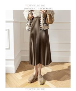 スカート | ロング 秋 秋服 レディース ボトムス ロング冬 プリーツ 無地 可愛い カジュアル オシャレ 着痩せ 韓国風 可愛い キレイめ