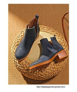 ショートブーツ | 大きいサイズ26.5cm レディース 上品 ブーツ 秋冬 春 チャンキーヒール 太ヒール シンプル ミドルヒール ブーティー 大人 スリッポン 黒ブーツ