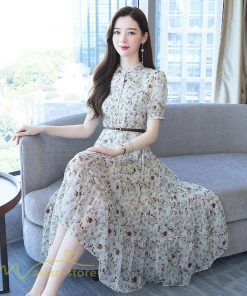 ミディアム | ワンピース レディース 着痩せ Aラインワンピース サマーワンピース 春 夏 ミディアムワンピース 上品 大きいサイズ 花柄 フレア 上品 20代 30代 半袖 40代