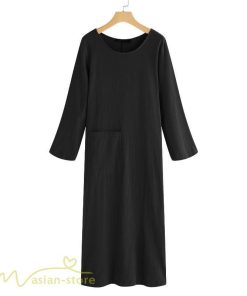 マキシ | ゆるワンピース Tシャツワンピース 秋 ゆったり 着痩せ 長袖 レディース 無地 30代 40代 50代 大きいサイズ 体型カバー クルーネック 20代 シンプル ポケット