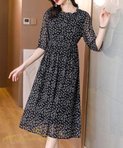 ミディアム | Aラインワンピース ワンピース 半袖 柄 フェミニン カジュアル 大きいサイズ 4L ワンピ きれいめ 夏新作 体型カバー 夏物 ミディアムワンピース 大人 フレア