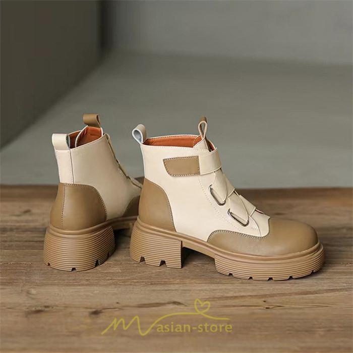 ショートブーツ | レディース 歩きやすい ワークブーツ 楽チン 痛くない ラウンドトゥ 美脚 厚底 カジュアル 通勤 通学 旅行 50代 30代 お出かけ 40代 20代