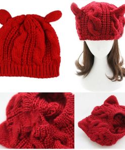 ニット帽 | レディース 猫耳帽子 ねこみみ 秋新作 毛糸