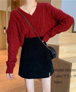 タイトスカート | ミニスリット入り Aラインスカート コーデュロイ ハイウエスト 台形美脚 スカート