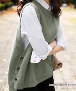 ベスト | ニットニットタンクトップ レディース ニット タンクトップ トップス 重ね着 ノースリーブ タンク コーデ 秋 ボタン付き チョッキ セーター