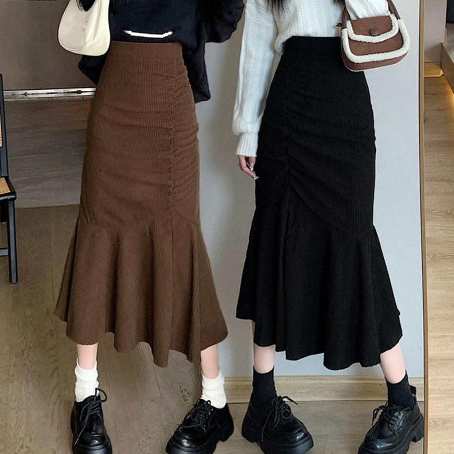 ロングスカート | マーメイドスカート秋冬 ロングスカート黒