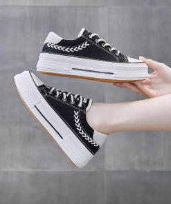 スニーカー | レディースシューズ レースアップ ローカット 厚底靴 履きやすい キャンバス カジュアルシューズ フラットシューズ
