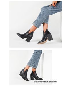 ショートブーツ | 大きいサイズ26.5cm レディース 上品 ブーツ 秋冬 春 チャンキーヒール 太ヒール ポインテッドトゥ 黒ブーツ ハイヒール 大人 後ろファスナー