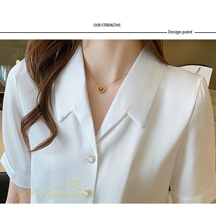 シャツ・ブラウス | シャツ Tシャツ ブラウス レディース 無地 半袖 春 夏 トップス 秋 Vネック フォーマル オフィス 可愛い おしゃれ カジュアル サマー トップス 秋 半袖シャツ