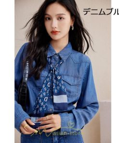 シャツ・ブラウス | デニムシャツ シャツ トップス レディース ブラウス 着痩せ デニム カジュアル エレガント 通勤 通学 オシャレ キレイめ 2022 上品 ナチュラル 秋服 可愛い