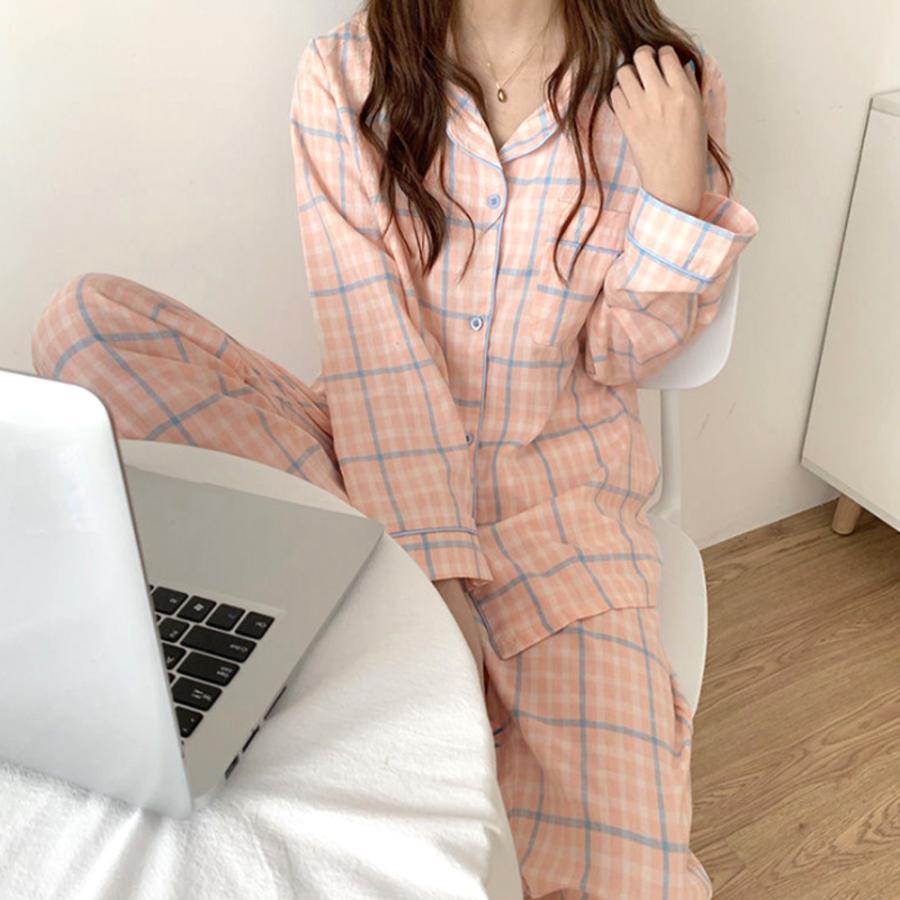 セットアップ | ルームウェア 長袖 レディース チェック柄