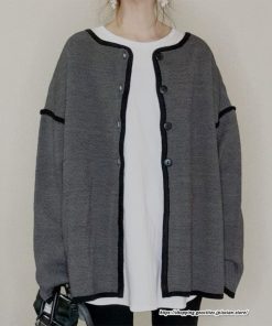 カーディガン | 秋冬 レディース 長袖 アウター 羽織り ツイード ノーカラー ツイードノーカラーゆったり トップス カーディ 楽チン