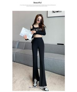 チノ・テーパード・ジョガー・スキニーパン | パンツ レディース フレアパンツ ロングパンツ 千鳥格柄 ブラック スリット カジュアル ハイウエスト お出かけ かわいい スキニーパンツ トレンド おしゃれ