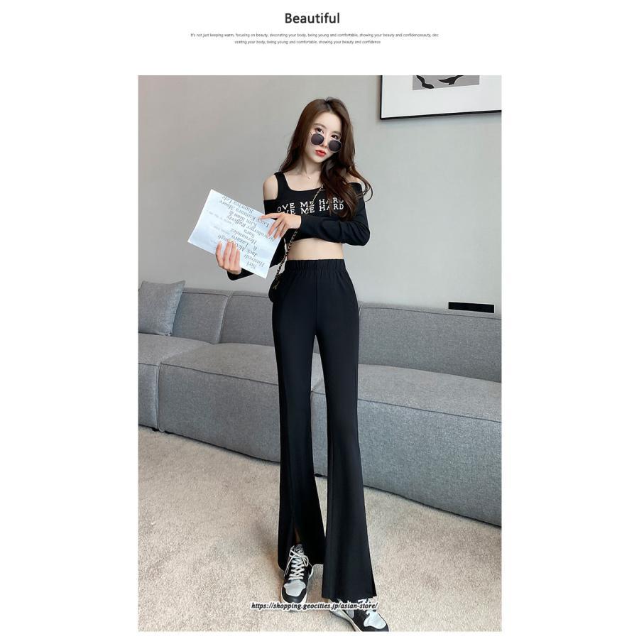 チノ・テーパード・ジョガー・スキニーパン | パンツ レディース フレアパンツ ロングパンツ 千鳥格柄 ブラック スリット カジュアル ハイウエスト お出かけ かわいい スキニーパンツ トレンド おしゃれ