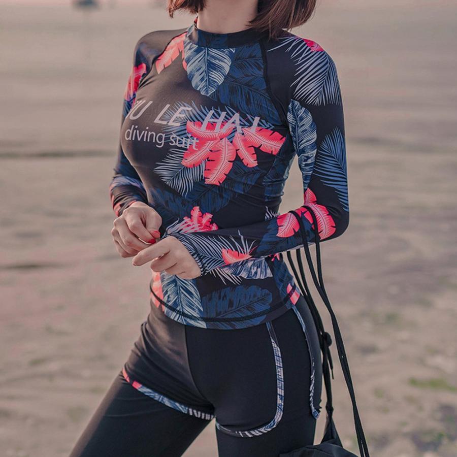 ビキニ | 長袖 タンキニ水着 スイミング フィットネス 水着 ラッシュガード 3点セット レディース パッド入り 体型カバー