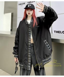 コート・ジャケット | ブルゾン レディース 秋 アウター ジャケット ジャンパー 上着 羽織り Oversize スタジャン メンズ 男女兼用 大きいサイズ 切り替え スタンドカラー