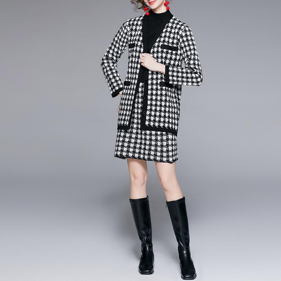 セットアップ | 千鳥柄 ニットレディース