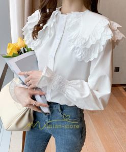 シャツ・ブラウス | ブラウス レディース 長袖 白 おしゃれ 綿 春 夏 トップス コットン 無地 長袖シャツ ファッション カジュアル エレガント 優雅 通勤 OL 上品 オシャレ 細身