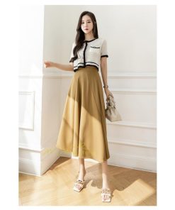 スカート | ハイウエスト ロングレトロ Aライン女性 マキシ丈ボトムス 春秋 夏 お洒落 カジュアル 2022 エレガント 20代30代40代 通勤