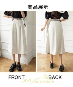 スカート | Aラインミモレ丈 裏地付き ボトムス 春 夏 黒 ベージュ カーキ おしゃれ お呼ばれ ファッション 女子会 カジュアル 無地 デート