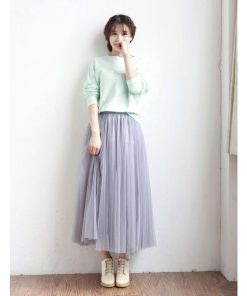 スカート | ロングチュールハイウエストフレアレディース 無地 きれいめ ウエストゴム 通勤通学 可愛い S M L 上品 着痩せ