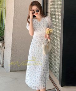 マキシ | ワンピース レディース 40代 膝丈ワンピース 春夏 半袖 通勤OL オシャレ結婚式ドレス Vネック 花柄ワンピース きれいめ お出かけ Aライン カジュアル 上品 2022