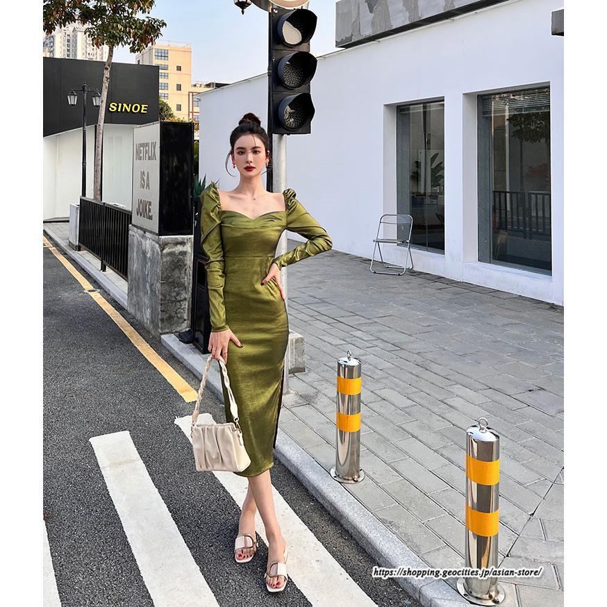 タイト | ワンピースタイトワンピース長袖 上品 セクシー高級感 ワンピース タイトワンピース ヒップアップ スリム 美ライン エレガント お呼ばれ シルエット