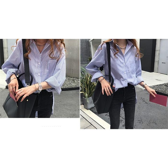 シャツ・ブラウス | レディースシャツ ロングシャツ 春物 長袖 夏服 羽織り ストライプ カジュアルシャツ スリム 大人 オフィス OL ブラウス シャツ トップス 体型カバー 可愛い