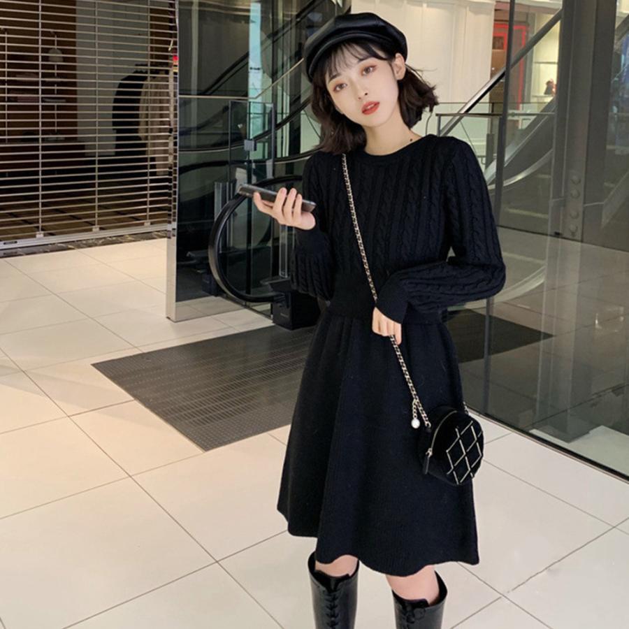 ワンピース | ケーブル編みニットミニ韓国風