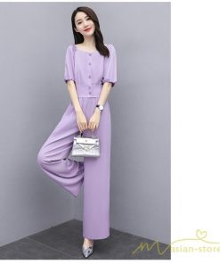 セットアップ | スーツ レディース 半袖 ブラウス パンツ 2点セット 上下 ロングパンツ ワイドパンツ ボトムス 大きいサイズ カジュアル レディース ゆったり