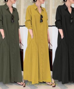 マキシ | ワンピース レディース 春 秋 長袖 ロングワンピース スカート マキシ丈 秋冬 通勤着 可愛い ゆったり 体型カバー カジュアル 綿麻 50代 40代 30代 20代