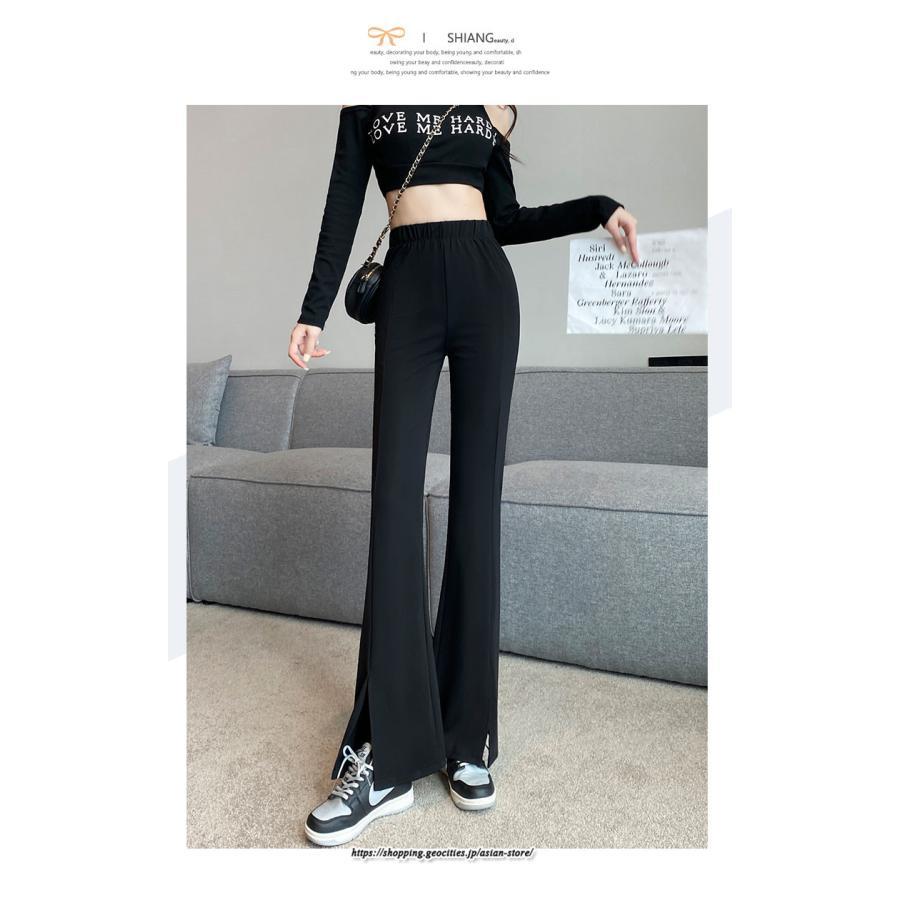 チノ・テーパード・ジョガー・スキニーパン | パンツ レディース フレアパンツ ロングパンツ 千鳥格柄 ブラック スリット カジュアル ハイウエスト お出かけ かわいい スキニーパンツ トレンド おしゃれ