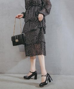 パンプス | ストラップレディース 厚底 スクエアトゥ チャンキーヒール ストラップ 太ヒール ハイヒール 厚底シューズ 25cm 靴 黒